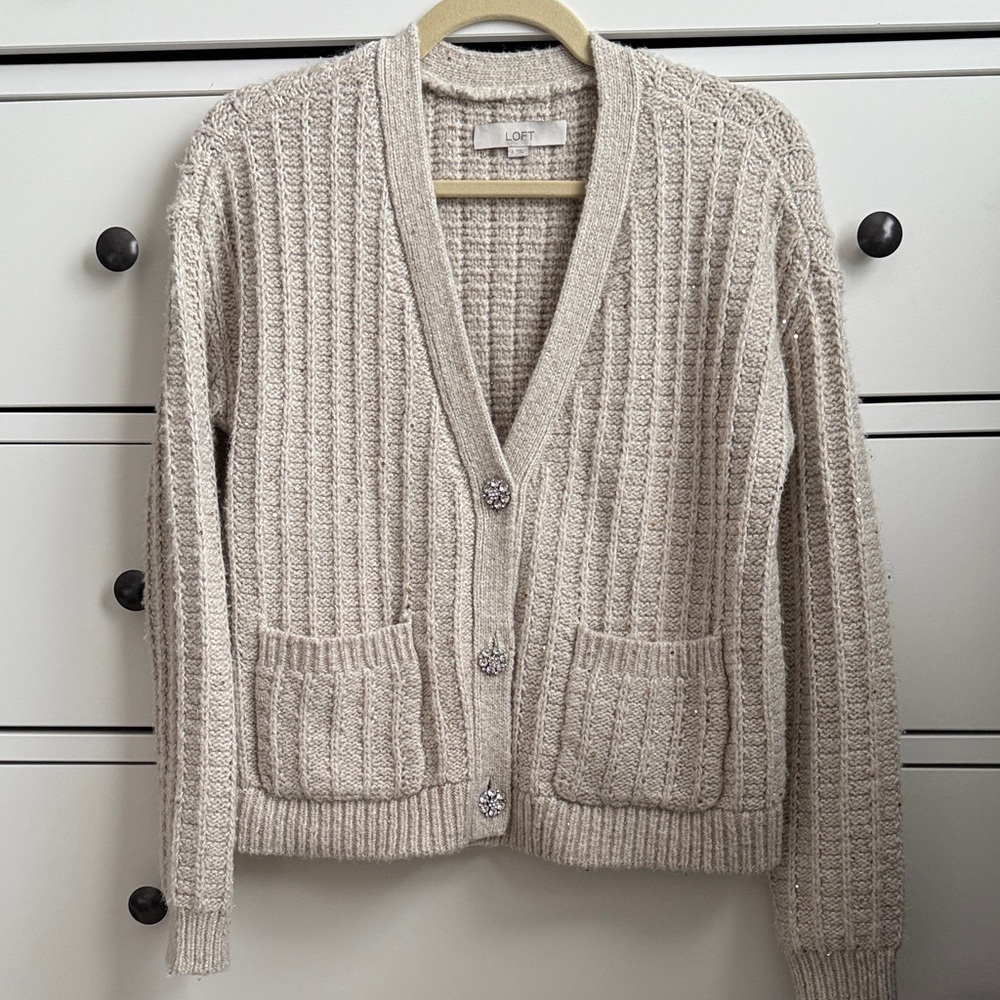 LOFT Beige Textured Cardigan